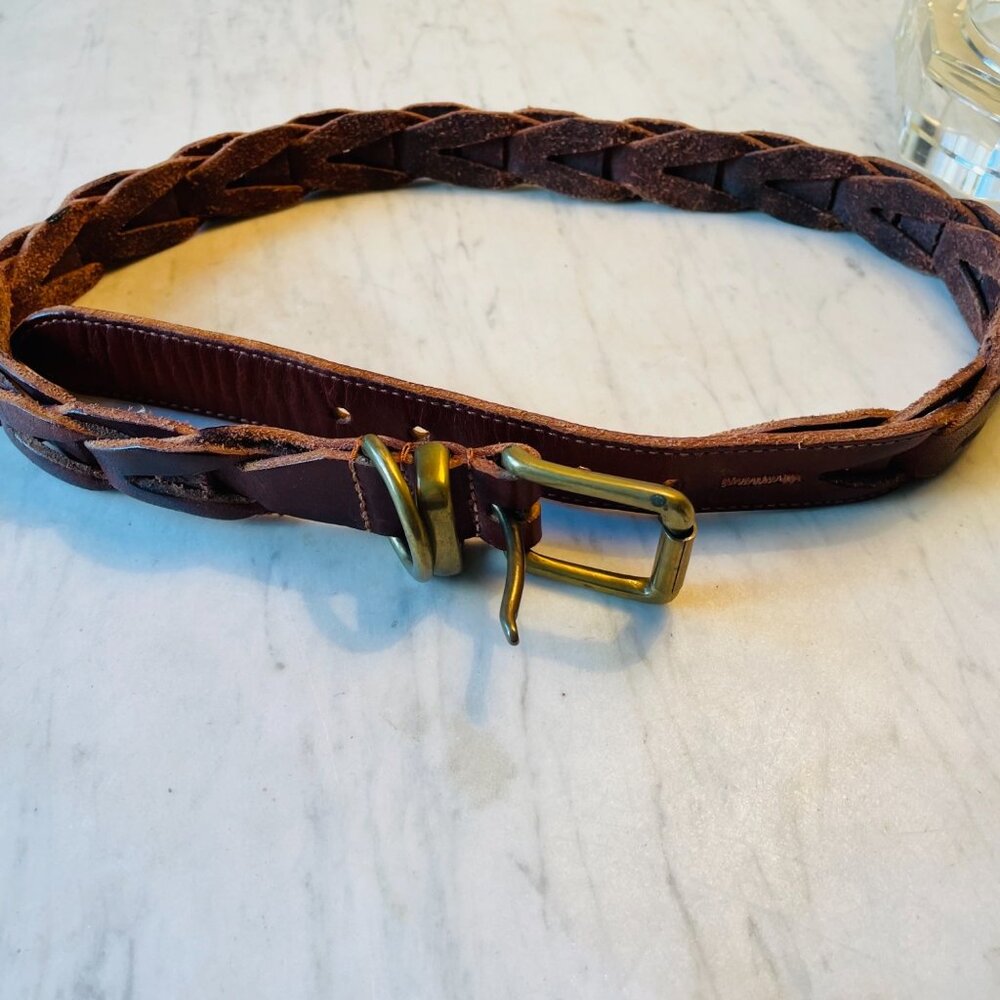Polo Ralph Lauren Belt Boys 26 Leather Braid Brass Buckle Classic